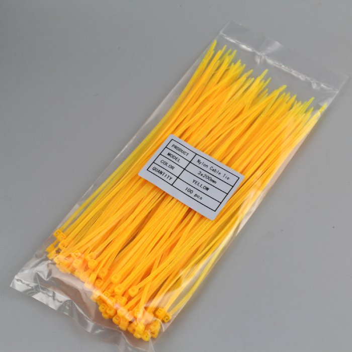 Brida para cables 3.6x200mm PU 100 piezas amarillo