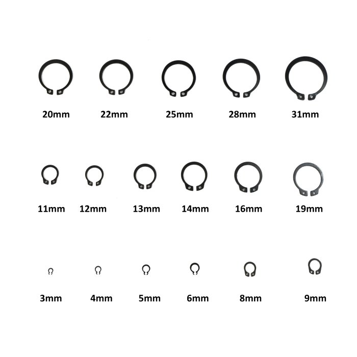 Assortiment de 300 circlips, circlips de 3 à 32 mm, intérieur et extérieur