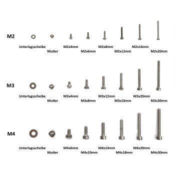 1080-tlg Edelstahl Inbusschrauben Muttern Unterlegscheibe Sortiment Set M2 M3 M4
