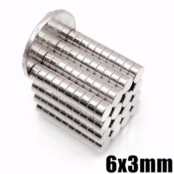 6x3 mm neodymium magnet N35, nickel-plated